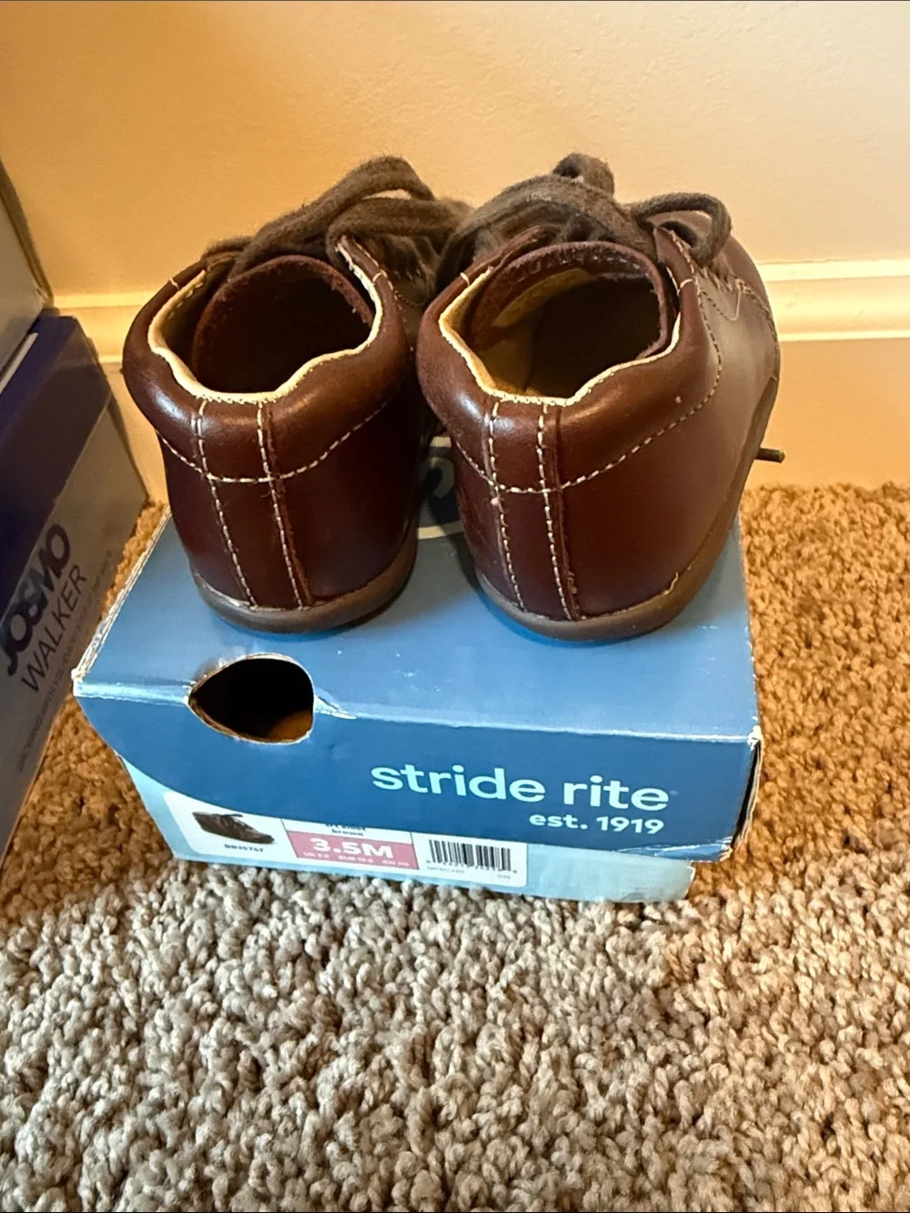 Stride Rite Brown Leather Toddler Lace-Up Shoes
